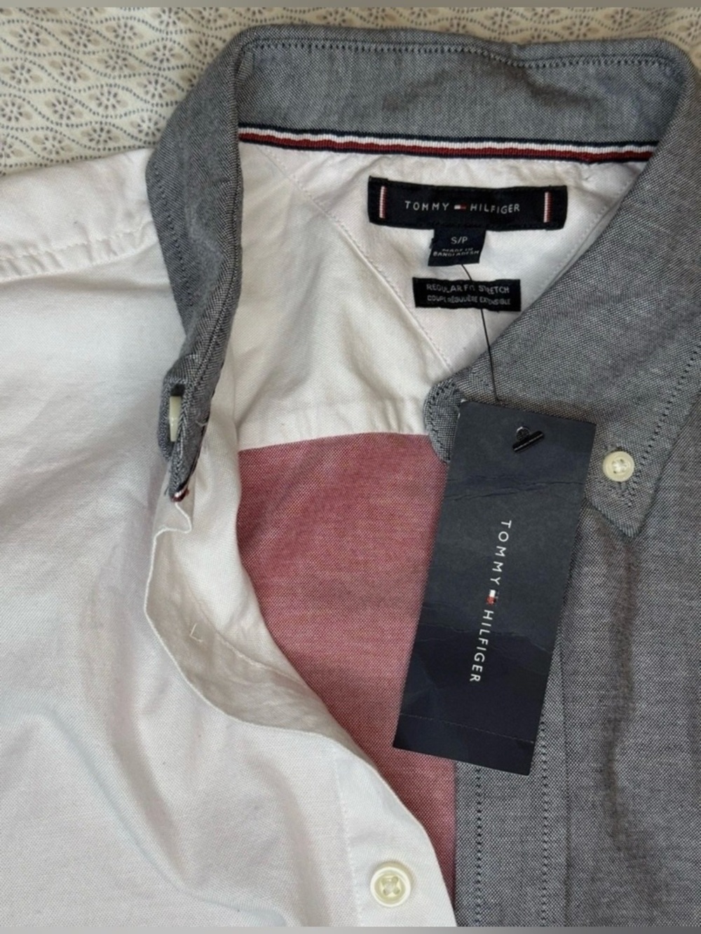 NWT Tommy Hilfiger Shirt Mens S Color Block Striped Long Sleeve Pastel size: S - Picture 5 of 6